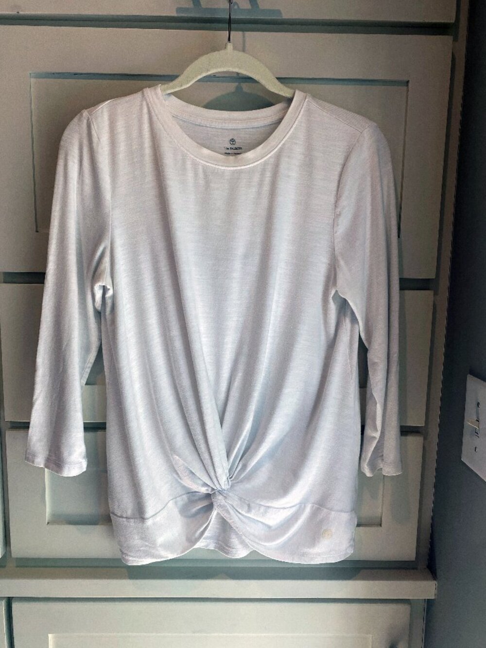 Talbots Twist Front Long Sleeve Top White M